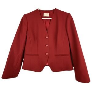 Pendleton Blazer Women 6 Red Wool Collarless Button Up Vintage